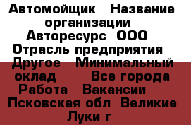 Автомойщик › Название организации ­ Авторесурс, ООО › Отрасль предприятия ­ Другое › Минимальный оклад ­ 1 - Все города Работа » Вакансии   . Псковская обл.,Великие Луки г.